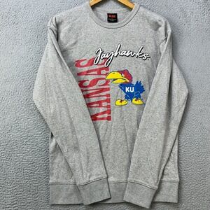 Kansas Jayhawks Mens Large Sweatshirt Pullover Gray Graphic Authentic Slam EUC